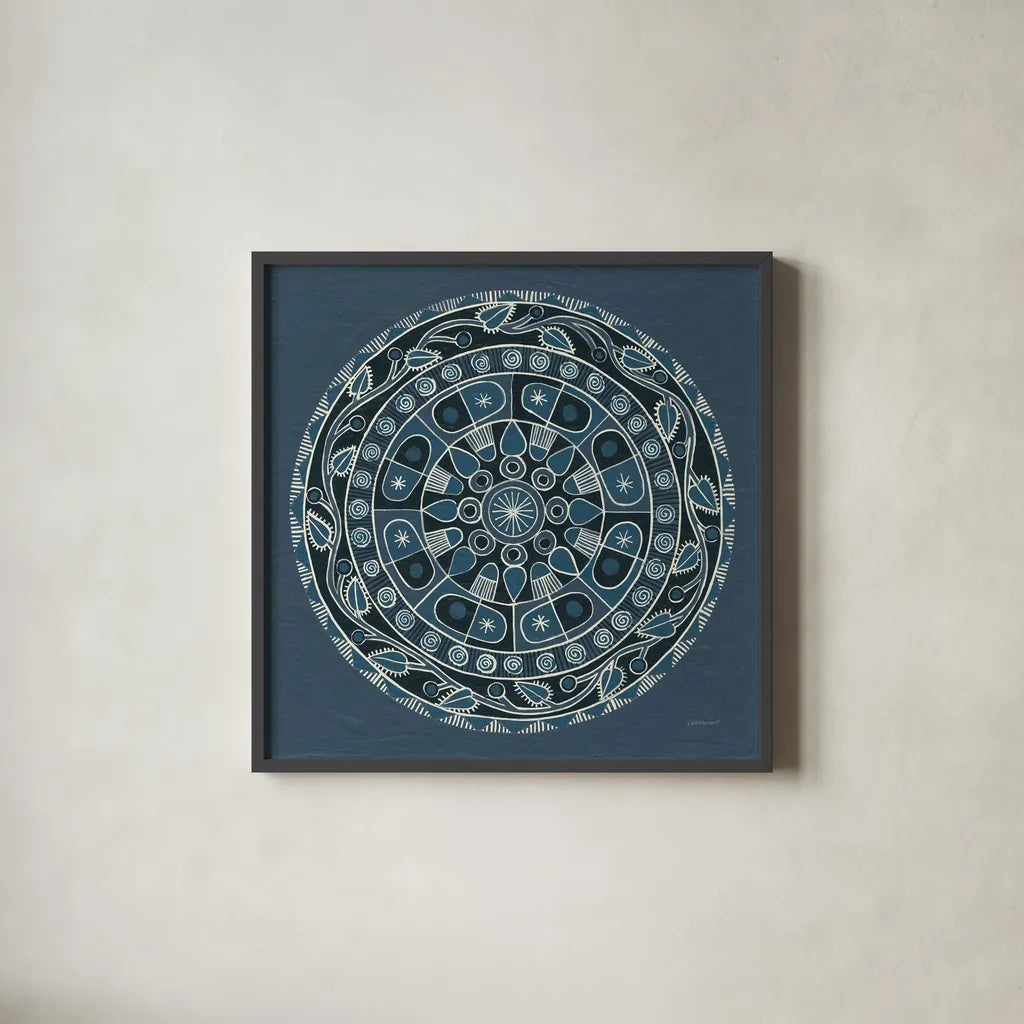 Adire IV Cream by Kathrine Lovell. Shown in a sleek black glass frame for a contemporary gallery look. Available as an archival giclee rolled canvas, fine art paper, or poster print. SKU 41630a.