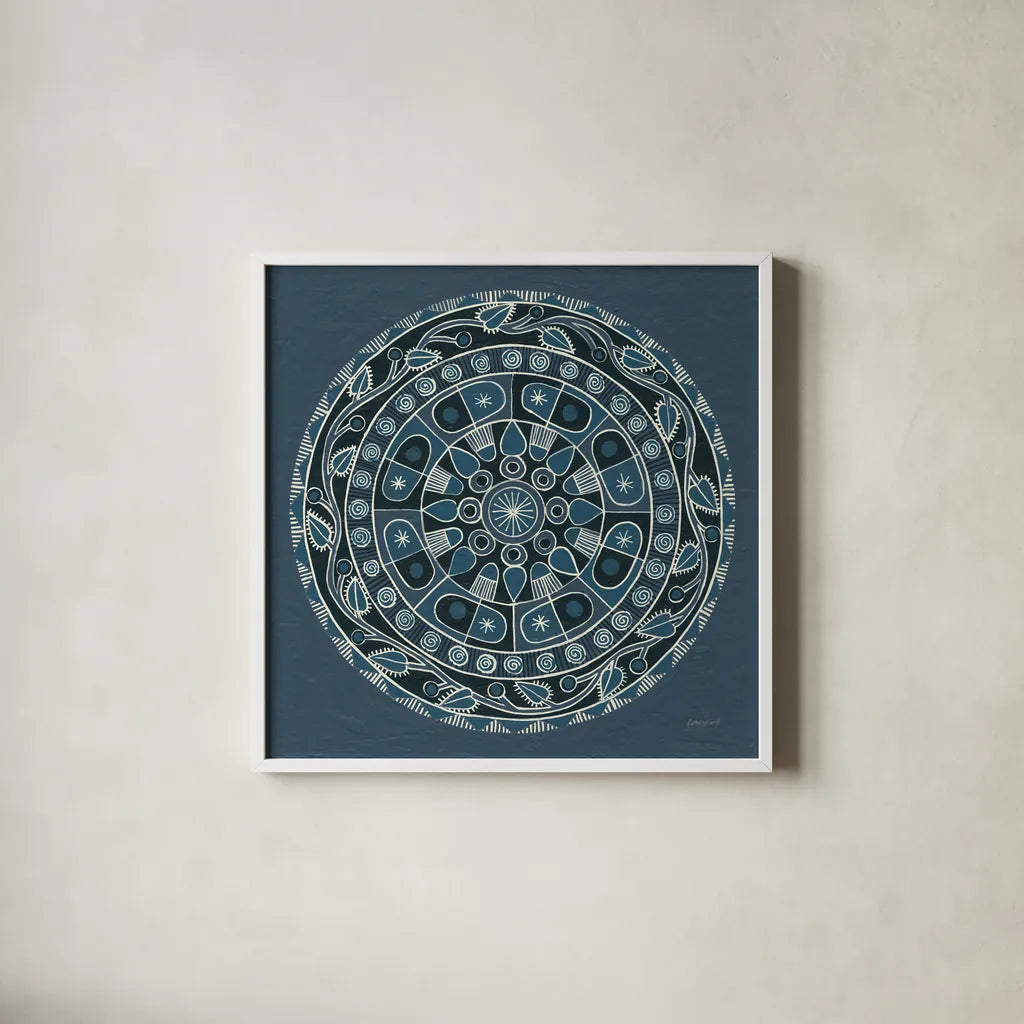 Adire IV Cream by Kathrine Lovell. Shown in a crisp white glass frame for a clean and minimalist style. Available as an archival giclee rolled canvas, fine art paper, or poster print. SKU 41630a.