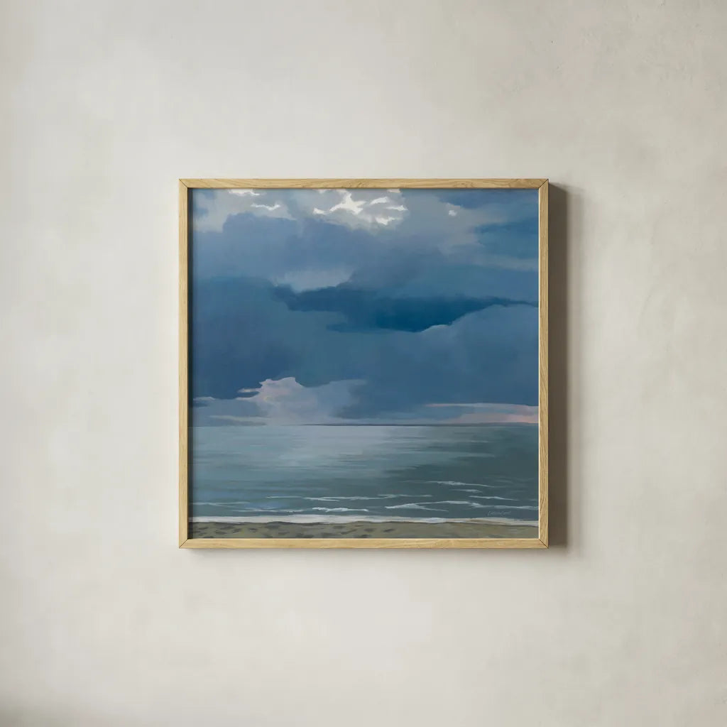Afternoon Storm by Kathrine Lovell. Shown in a natural wood glass frame for a timeless modern aesthetic. Available as an archival giclee rolled canvas, fine art paper, or poster print. SKU 58641a.