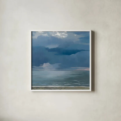 Afternoon Storm by Kathrine Lovell. Shown in a crisp white glass frame for a clean and minimalist style. Available as an archival giclee rolled canvas, fine art paper, or poster print. SKU 58641a.