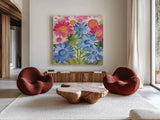 Annabelles Garden I by Kathrine Lovell. Shown as extra-large giant wall art in a modern living room. Available as an archival giclee rolled canvas, fine art paper, or poster print. SKU 85239a.