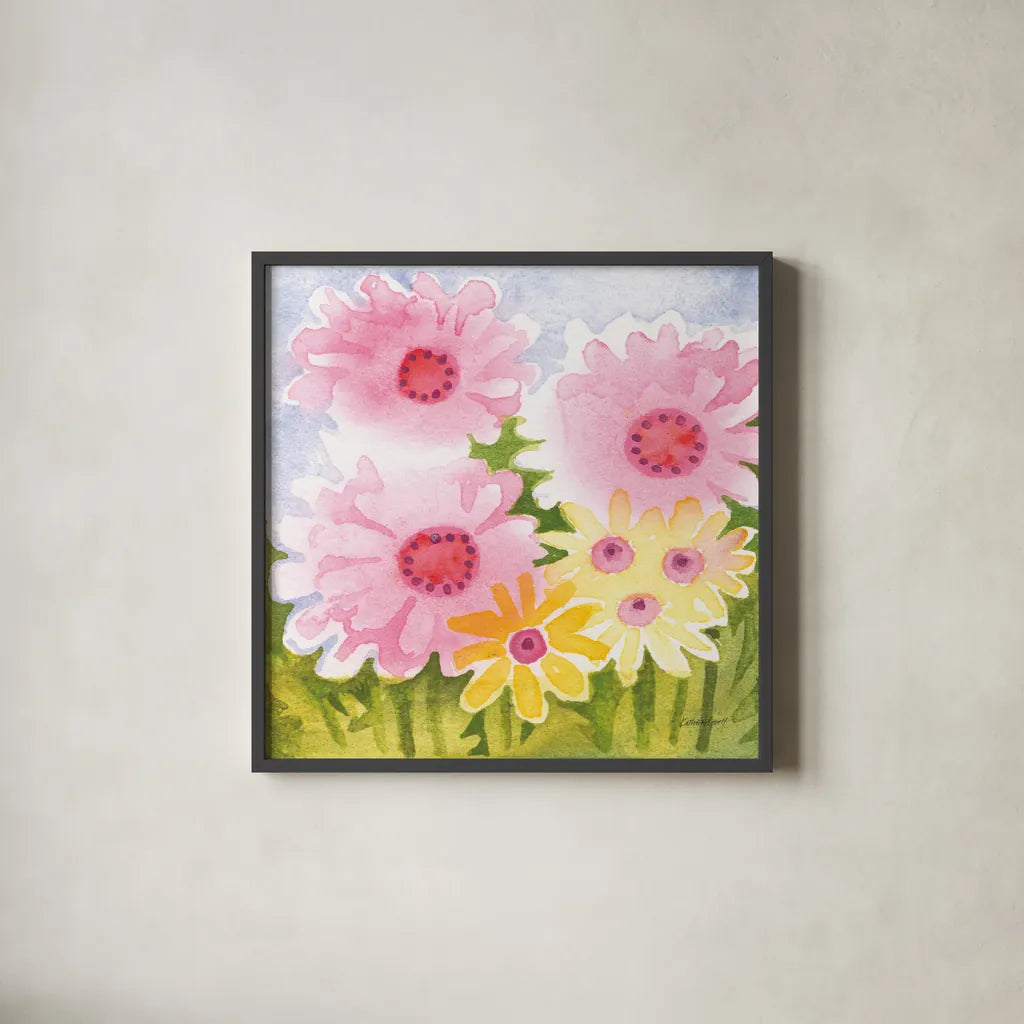 Annabelles Garden II by Kathrine Lovell. Shown in a sleek black glass frame for a contemporary gallery look. Available as an archival giclee rolled canvas, fine art paper, or poster print. SKU 85240a.