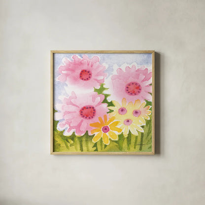 Annabelles Garden II by Kathrine Lovell. Shown in a natural wood glass frame for a timeless modern aesthetic. Available as an archival giclee rolled canvas, fine art paper, or poster print. SKU 85240a.