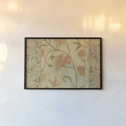 Antique Floral Vine by Kathrine Lovell. shown as a paper print in a black flame. Available as a archival giclee rolled canvas, fine art paper, or poster print. SKU 9274i.