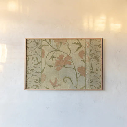 Antique Floral Vine by Kathrine Lovell. shown as a paper print in a natural frame. Available as a archival giclee rolled canvas, fine art paper, or poster print. SKU 9274i.