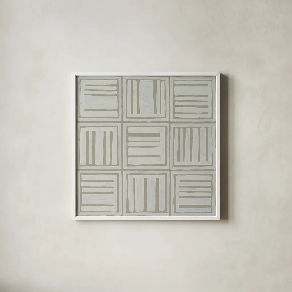 Bambala I by Kathrine Lovell. Shown in a crisp white glass frame for a clean and minimalist style. Available as an archival giclee rolled canvas, fine art paper, or poster print. SKU 30959a.