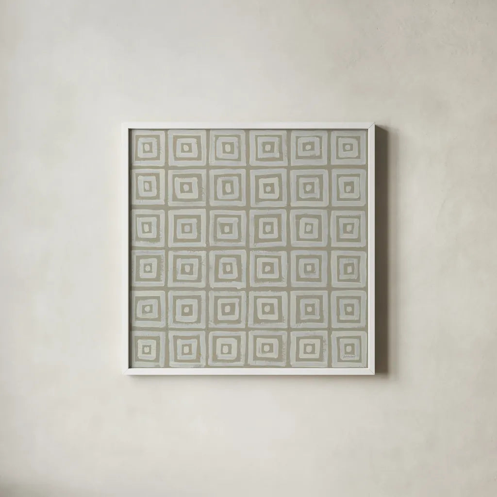 Bambala V by Kathrine Lovell. Shown in a crisp white glass frame for a clean and minimalist style. Available as an archival giclee rolled canvas, fine art paper, or poster print. SKU 30963a.