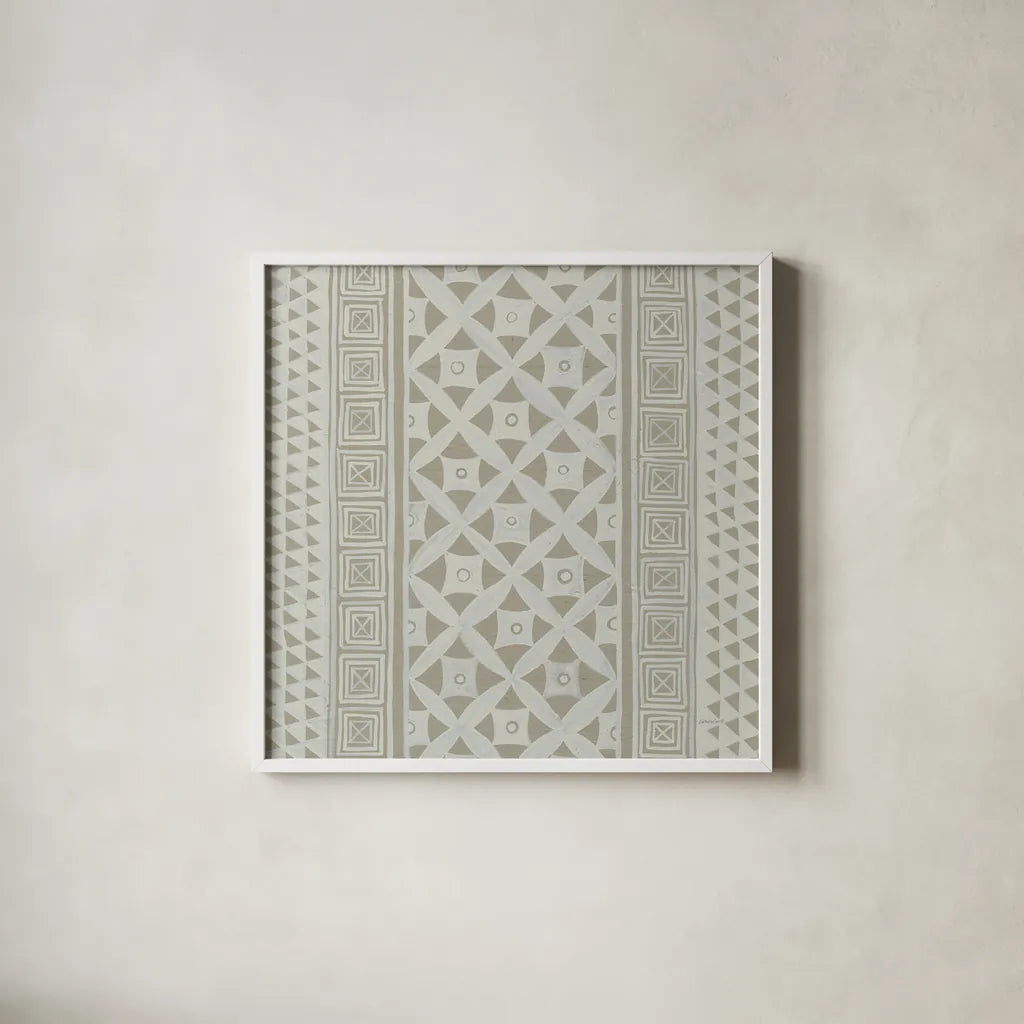 Bambala VI by Kathrine Lovell. Shown in a crisp white glass frame for a clean and minimalist style. Available as an archival giclee rolled canvas, fine art paper, or poster print. SKU 30964a.