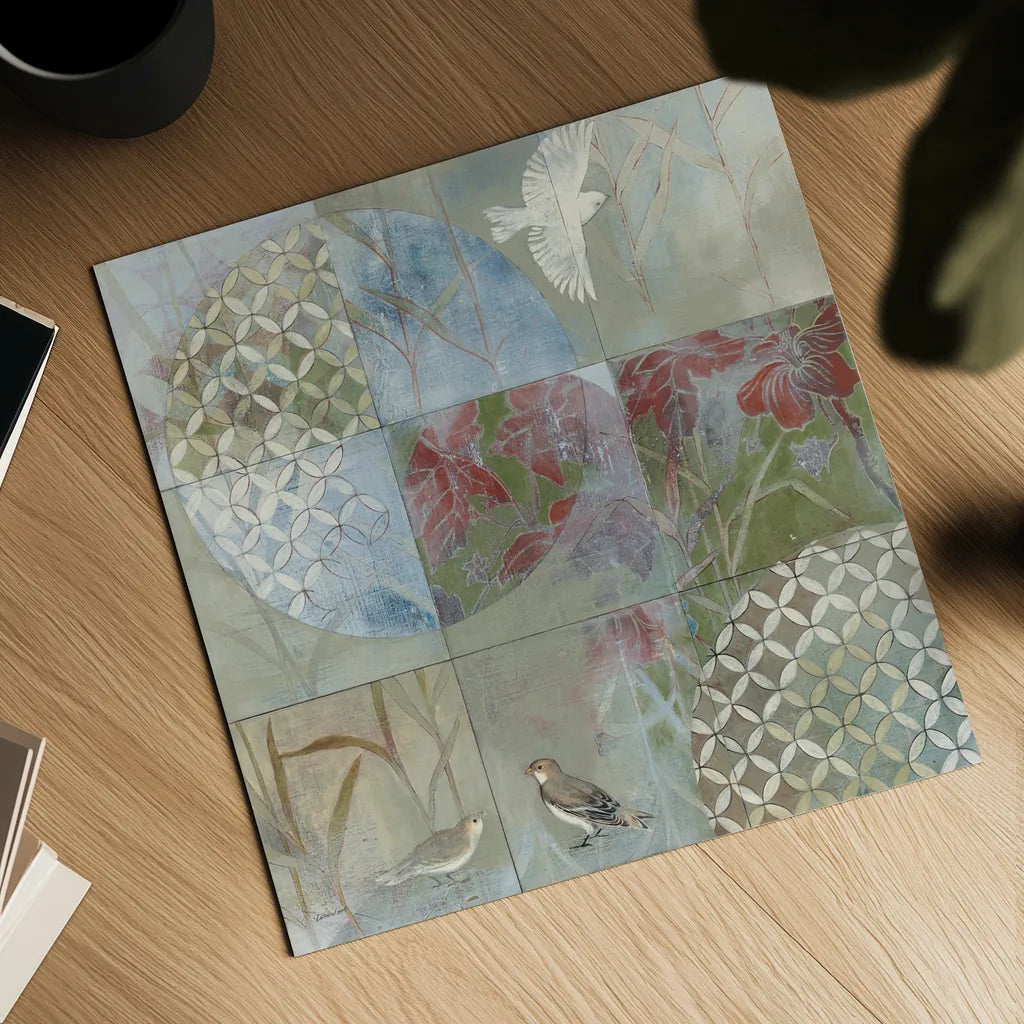 Bird Abstract by Kathrine Lovell. Shown as a detailed flat fine art print, highlighting archival giclee quality. Available as an archival giclee rolled canvas, fine art paper, or poster print. SKU 42546a.