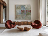 Bird Abstract by Kathrine Lovell. Shown as extra-large giant wall art in a modern living room. Available as an archival giclee rolled canvas, fine art paper, or poster print. SKU 42546a.