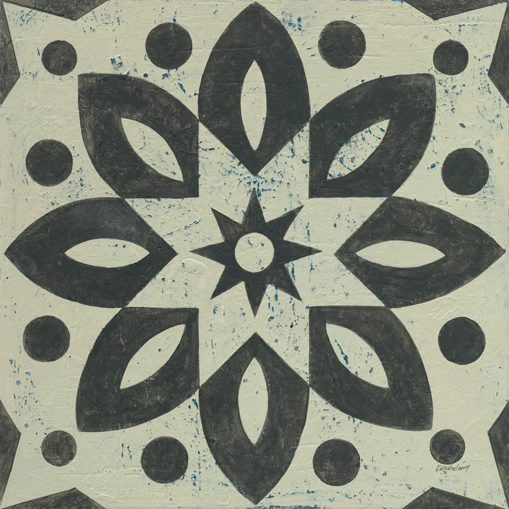 Black and White Tile I by Kathrine Lovell. SKU 55521a. Archival Giclee Fine art print for wall decor.