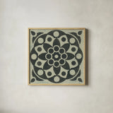 Black and White Tile II by Kathrine Lovell. Shown in a natural wood glass frame for a timeless modern aesthetic. Available as an archival giclee rolled canvas, fine art paper, or poster print. SKU 55522a.