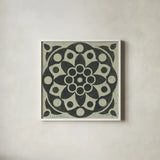 Black and White Tile II by Kathrine Lovell. Shown in a crisp white glass frame for a clean and minimalist style. Available as an archival giclee rolled canvas, fine art paper, or poster print. SKU 55522a.