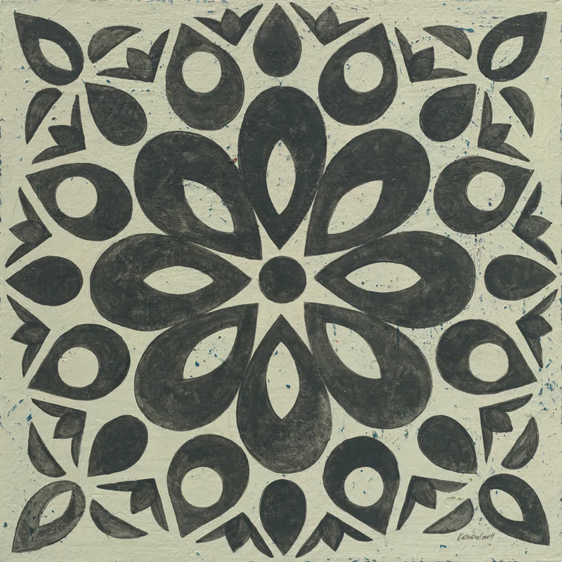 Black and White Tile III by Kathrine Lovell. SKU 55523a. Archival Giclee Fine art print for wall decor.