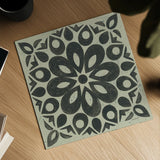 Black and White Tile III by Kathrine Lovell. Shown as a detailed flat fine art print, highlighting archival giclee quality. Available as an archival giclee rolled canvas, fine art paper, or poster print. SKU 55523a.
