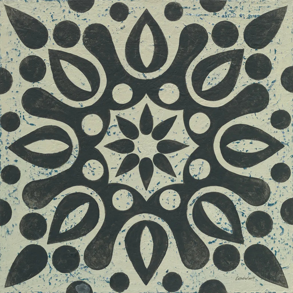 Black and White Tile IV by Kathrine Lovell. SKU 55524a. Archival Giclee Fine art print for wall decor.