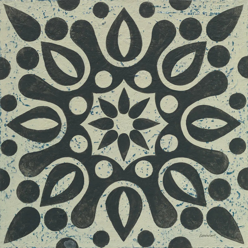 Black and White Tile IV by Kathrine Lovell. SKU 55524a. Archival Giclee Fine art print for wall decor.