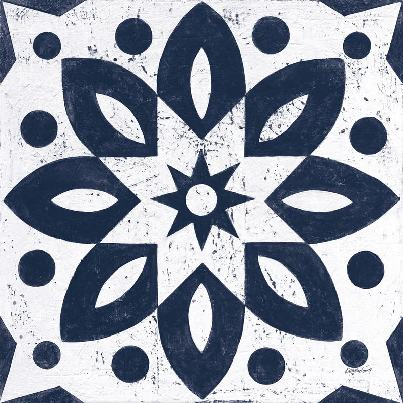 Blue and White Tile I by Kathrine Lovell. SKU 59158a. Archival Giclee Fine art print for wall decor.