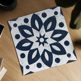 Blue and White Tile I by Kathrine Lovell. Shown as a detailed flat fine art print, highlighting archival giclee quality. Available as an archival giclee rolled canvas, fine art paper, or poster print. SKU 59158a.