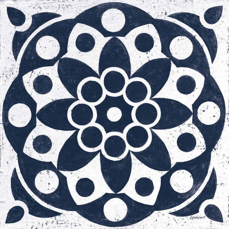 Blue and White Tile II by Kathrine Lovell. SKU 59159a. Archival Giclee Fine art print for wall decor.