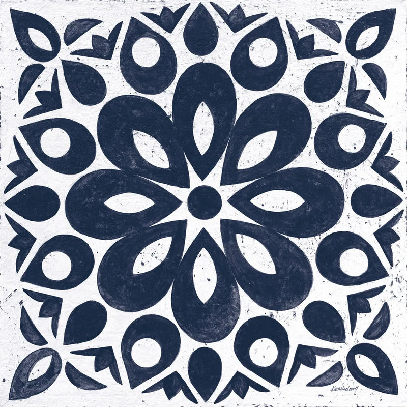 Blue and White Tile III by Kathrine Lovell. SKU 59160a. Archival Giclee Fine art print for wall decor.