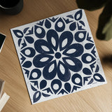 Blue and White Tile III by Kathrine Lovell. Shown as a detailed flat fine art print, highlighting archival giclee quality. Available as an archival giclee rolled canvas, fine art paper, or poster print. SKU 59160a.