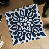 Blue and White Tile IV by Kathrine Lovell. Shown as a detailed flat fine art print, highlighting archival giclee quality. Available as an archival giclee rolled canvas, fine art paper, or poster print. SKU 59161a.