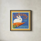 Carrots by Kathrine Lovell. Shown in a sleek black glass frame for a contemporary gallery look. Available as an archival giclee rolled canvas, fine art paper, or poster print. SKU 43331a.