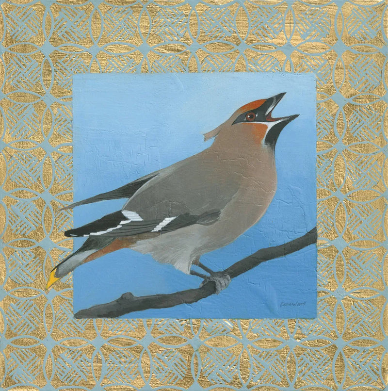 Cedar Waxwing by Kathrine Lovell. SKU 24444a. Archival Giclee Fine art print for wall decor.