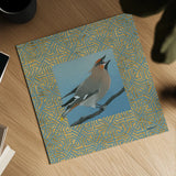 Cedar Waxwing Border by Kathrine Lovell. Shown as a detailed flat fine art print, highlighting archival giclee quality. Available as an archival giclee rolled canvas, fine art paper, or poster print. SKU 24565a.