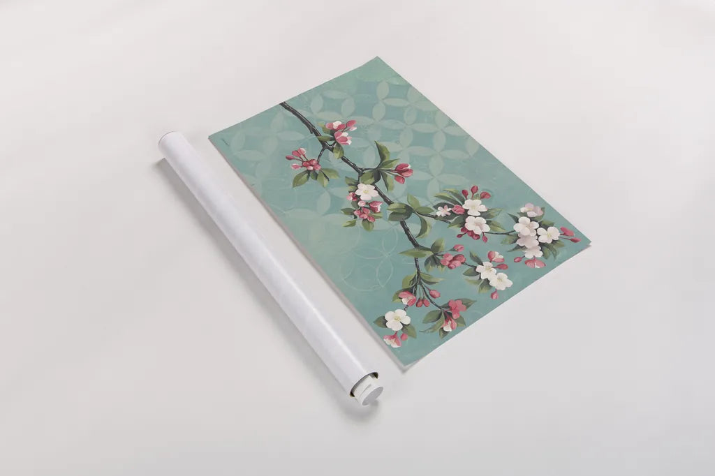 Cherry Blossoms by Kathrine Lovell. shown as a rolled paper print. Available as archival giclee rolled canvas, fine art paper, or poster print. SKU 22608i.