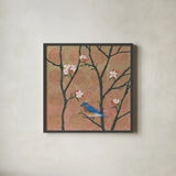 Cherry Blossoms I by Kathrine Lovell. Shown in a sleek black glass frame for a contemporary gallery look. Available as an archival giclee rolled canvas, fine art paper, or poster print. SKU 24338a.