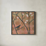 Cherry Blossoms II by Kathrine Lovell. Shown in a sleek black glass frame for a contemporary gallery look. Available as an archival giclee rolled canvas, fine art paper, or poster print. SKU 24339a.