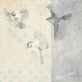 Chickadees Alighting by Kathrine Lovell. SKU 92714a. Archival Giclee Fine art print for wall decor.