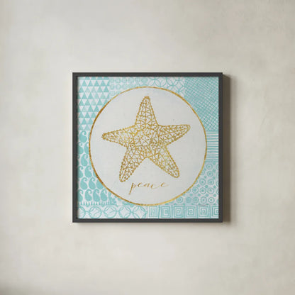 Christmas Shells IV by Kathrine Lovell. Shown in a sleek black glass frame for a contemporary gallery look. Available as an archival giclee rolled canvas, fine art paper, or poster print. SKU 57897a.