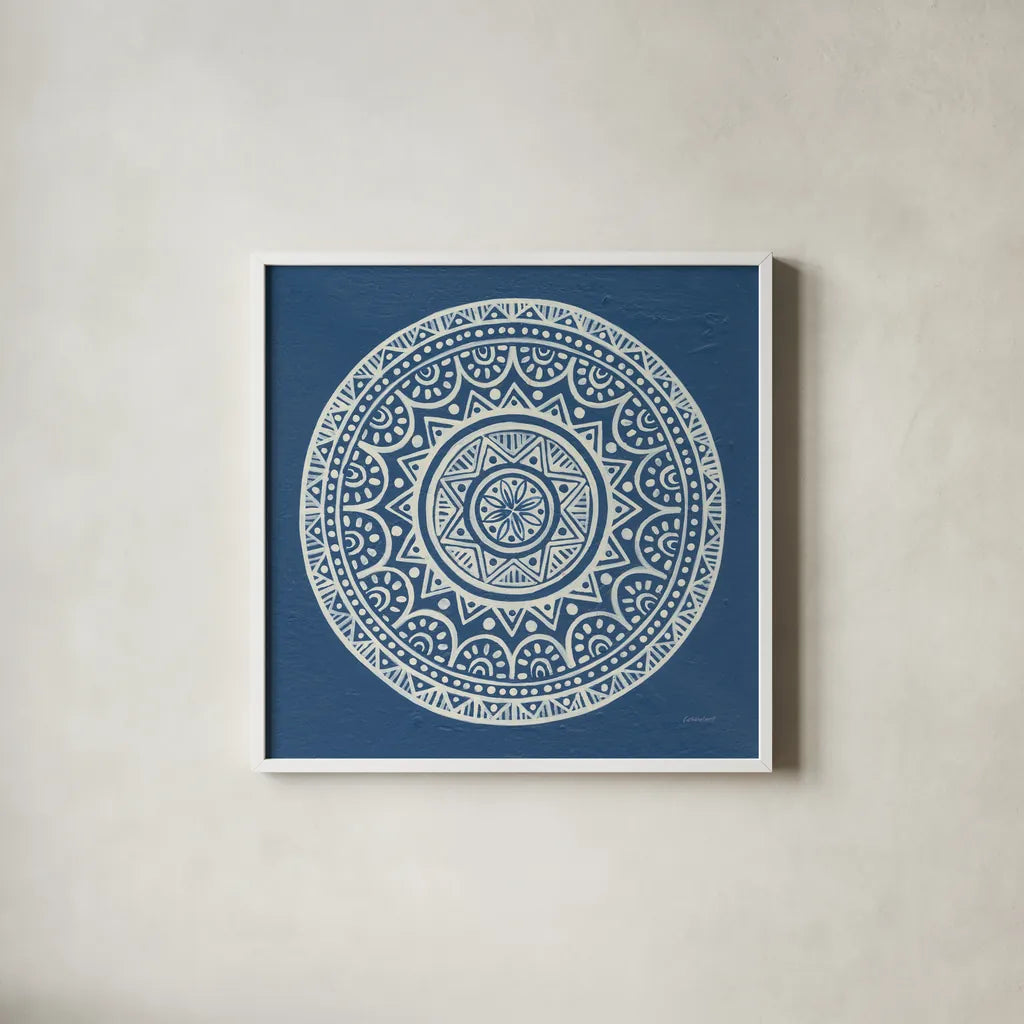 Circle Designs II by Kathrine Lovell. Shown in a crisp white glass frame for a clean and minimalist style. Available as an archival giclee rolled canvas, fine art paper, or poster print. SKU 32446a.