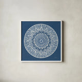 Circle Designs III by Kathrine Lovell. Shown in a crisp white glass frame for a clean and minimalist style. Available as an archival giclee rolled canvas, fine art paper, or poster print. SKU 32447a.