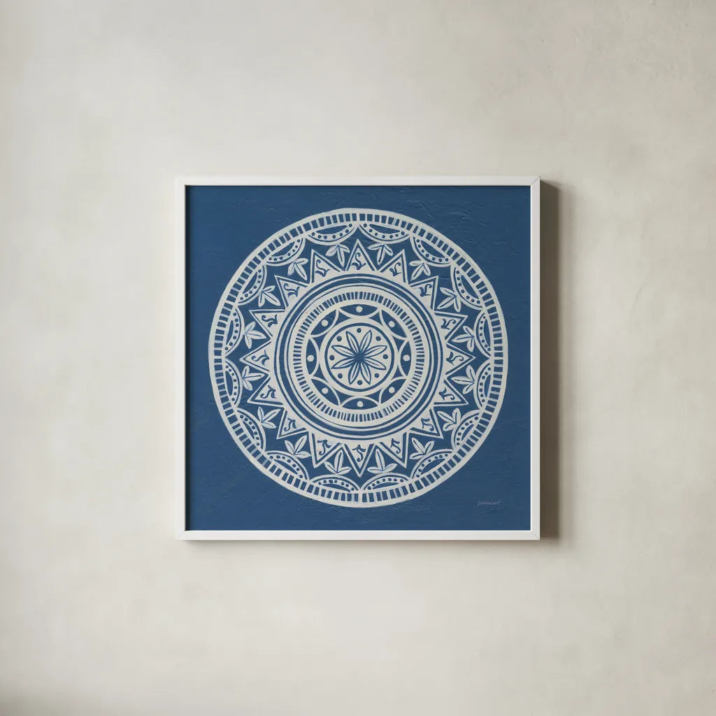 Circle Designs IV by Kathrine Lovell. Shown in a crisp white glass frame for a clean and minimalist style. Available as an archival giclee rolled canvas, fine art paper, or poster print. SKU 32448a.