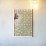 Copper Bird by Kathrine Lovell. shown as a paper print in a white frame. Available as a archival giclee rolled canvas, fine art paper, or poster print. SKU 92703h.
