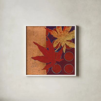 Copper Circles III by Kathrine Lovell. Shown in a crisp white glass frame for a clean and minimalist style. Available as an archival giclee rolled canvas, fine art paper, or poster print. SKU 22431a.