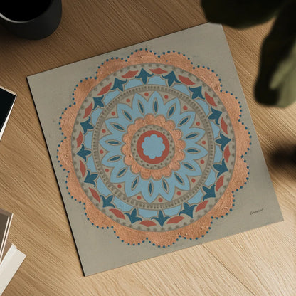 Copper Mandala I by Kathrine Lovell. Shown as a detailed flat fine art print, highlighting archival giclee quality. Available as an archival giclee rolled canvas, fine art paper, or poster print. SKU 24670a.