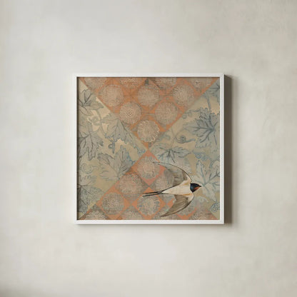 Crimson Sundown by Kathrine Lovell. Shown in a crisp white glass frame for a clean and minimalist style. Available as an archival giclee rolled canvas, fine art paper, or poster print. SKU 43536a.