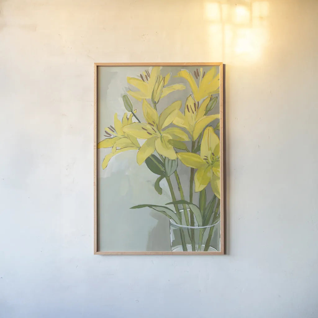 Cut Flowers I by Kathrine Lovell. shown as a paper print in a natural frame. Available as a archival giclee rolled canvas, fine art paper, or poster print. SKU 14742h.