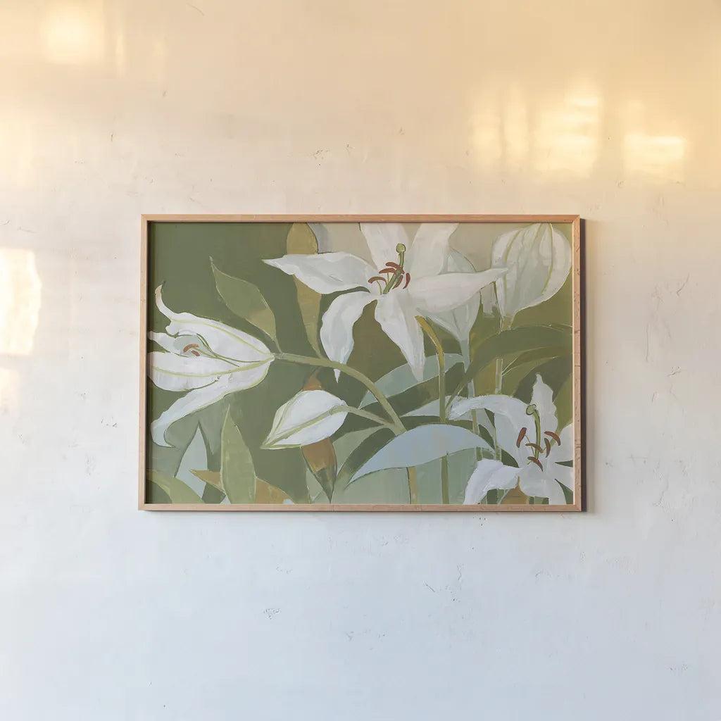Cut Flowers II by Kathrine Lovell. shown as a paper print in a natural frame. Available as a archival giclee rolled canvas, fine art paper, or poster print. SKU 22761i.