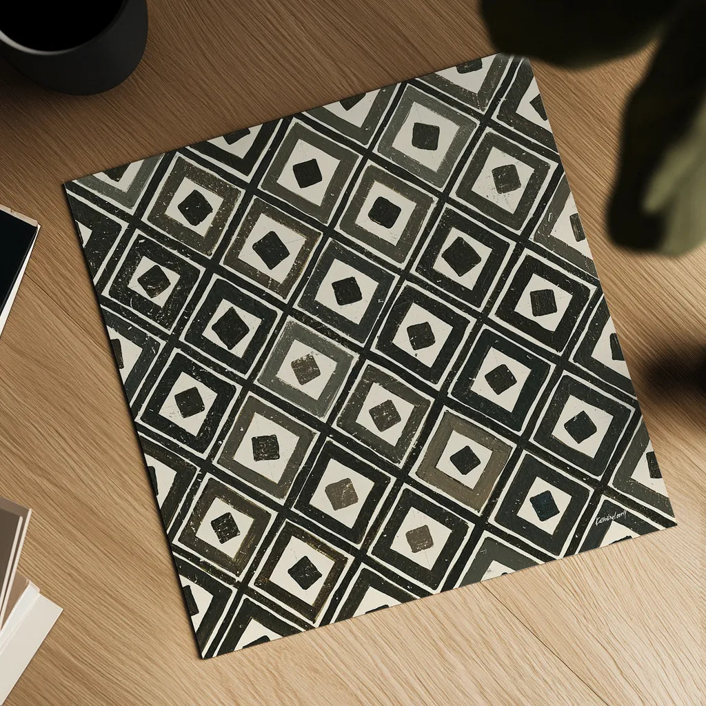 Diagonal Squares Light by Kathrine Lovell. Shown as a detailed flat fine art print, highlighting archival giclee quality. Available as an archival giclee rolled canvas, fine art paper, or poster print. SKU 31330a.