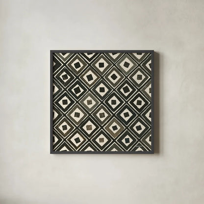 Diagonal Squares Light by Kathrine Lovell. Shown in a sleek black glass frame for a contemporary gallery look. Available as an archival giclee rolled canvas, fine art paper, or poster print. SKU 31330a.