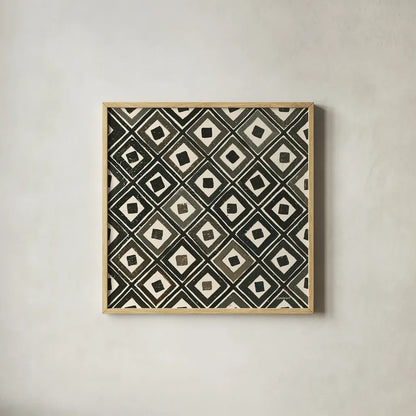 Diagonal Squares Light by Kathrine Lovell. Shown in a natural wood glass frame for a timeless modern aesthetic. Available as an archival giclee rolled canvas, fine art paper, or poster print. SKU 31330a.