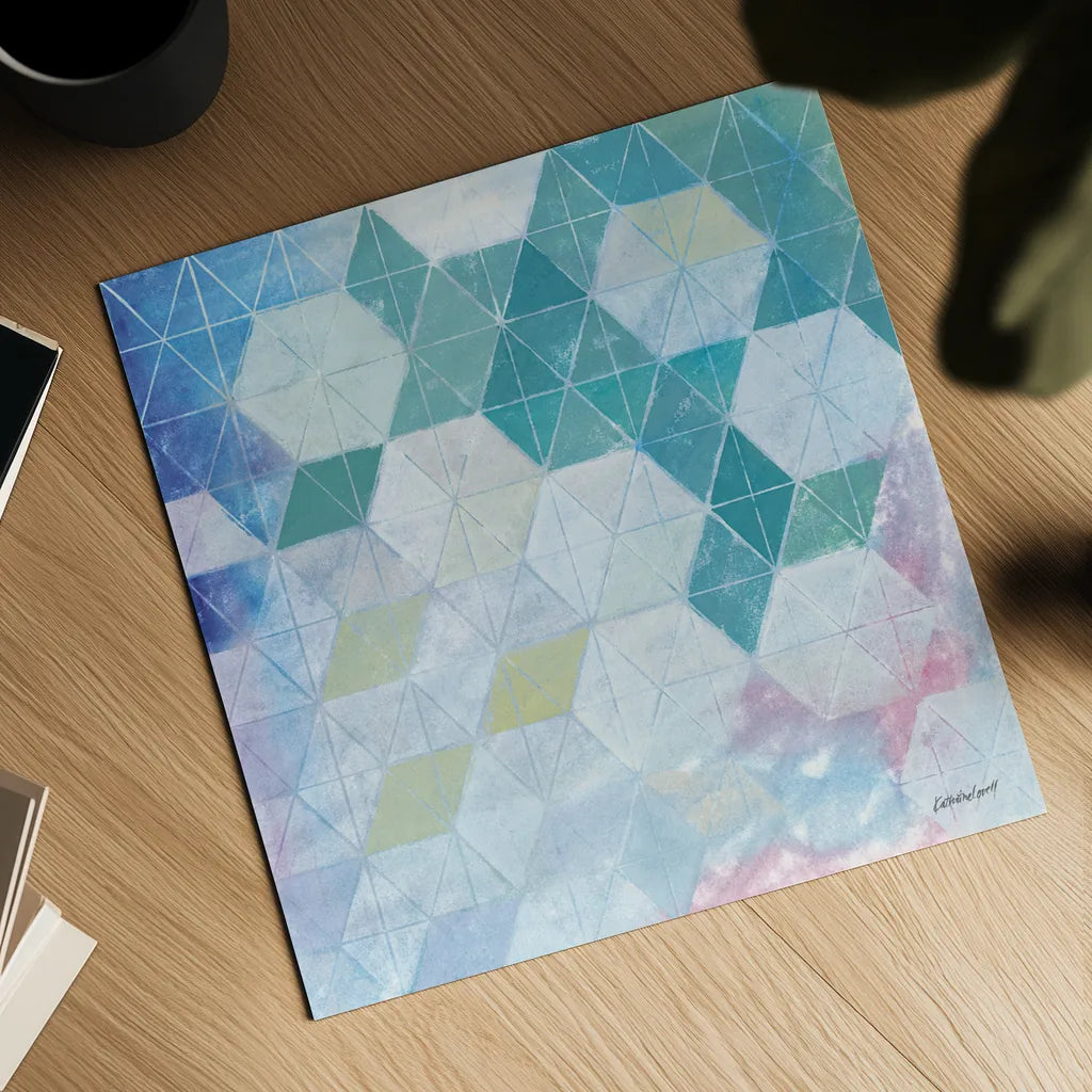 Disappearing Triangles by Kathrine Lovell. Shown as a detailed flat fine art print, highlighting archival giclee quality. Available as an archival giclee rolled canvas, fine art paper, or poster print. SKU 77882a.