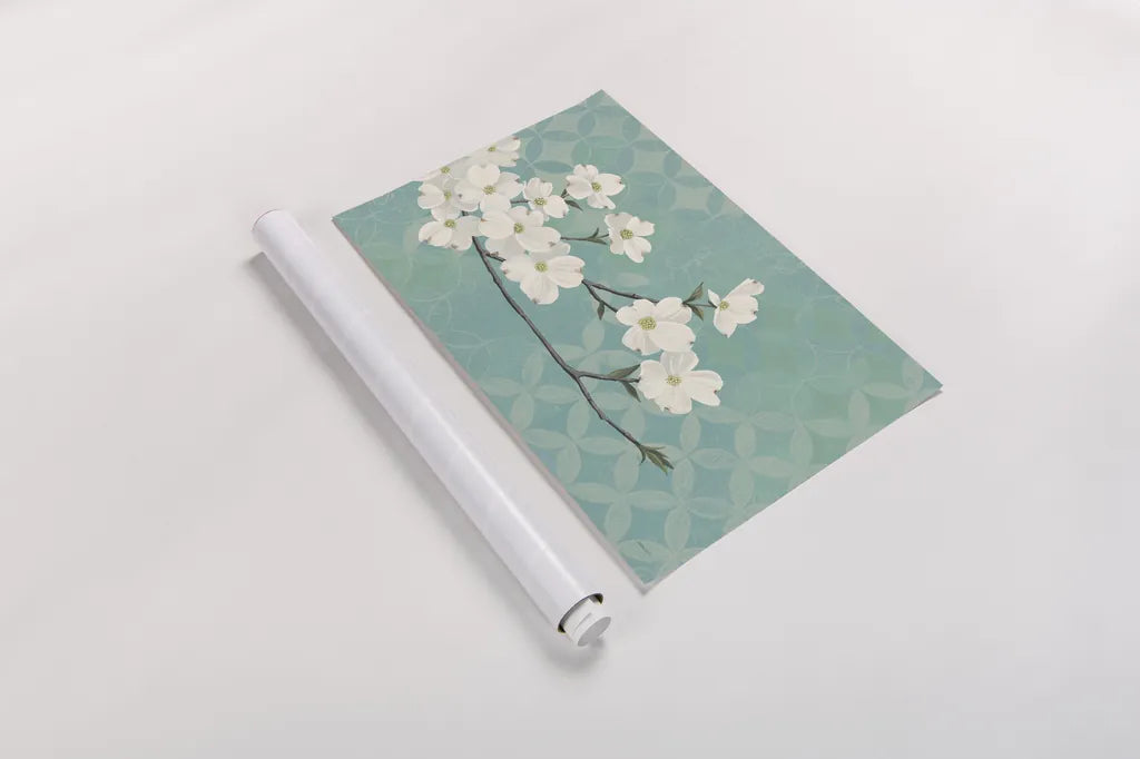 Dogwood Blossoms by Kathrine Lovell. shown as a rolled paper print. Available as archival giclee rolled canvas, fine art paper, or poster print. SKU 21523i.