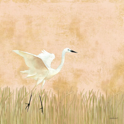 Egret Alighting I by Kathrine Lovell. SKU 67990a. Archival Giclee Fine art print for wall decor.